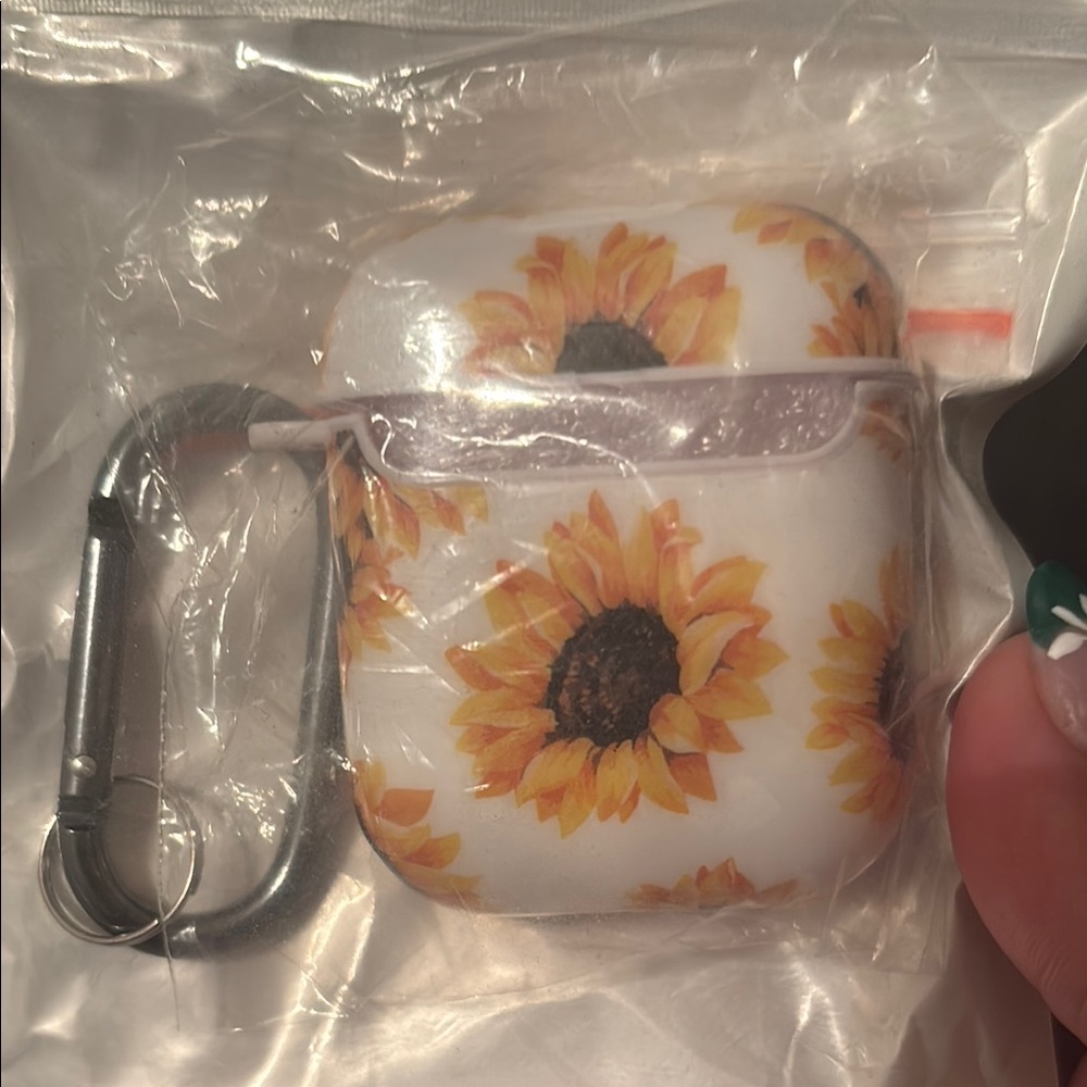 Sunflower AirPods Case with Carabiner